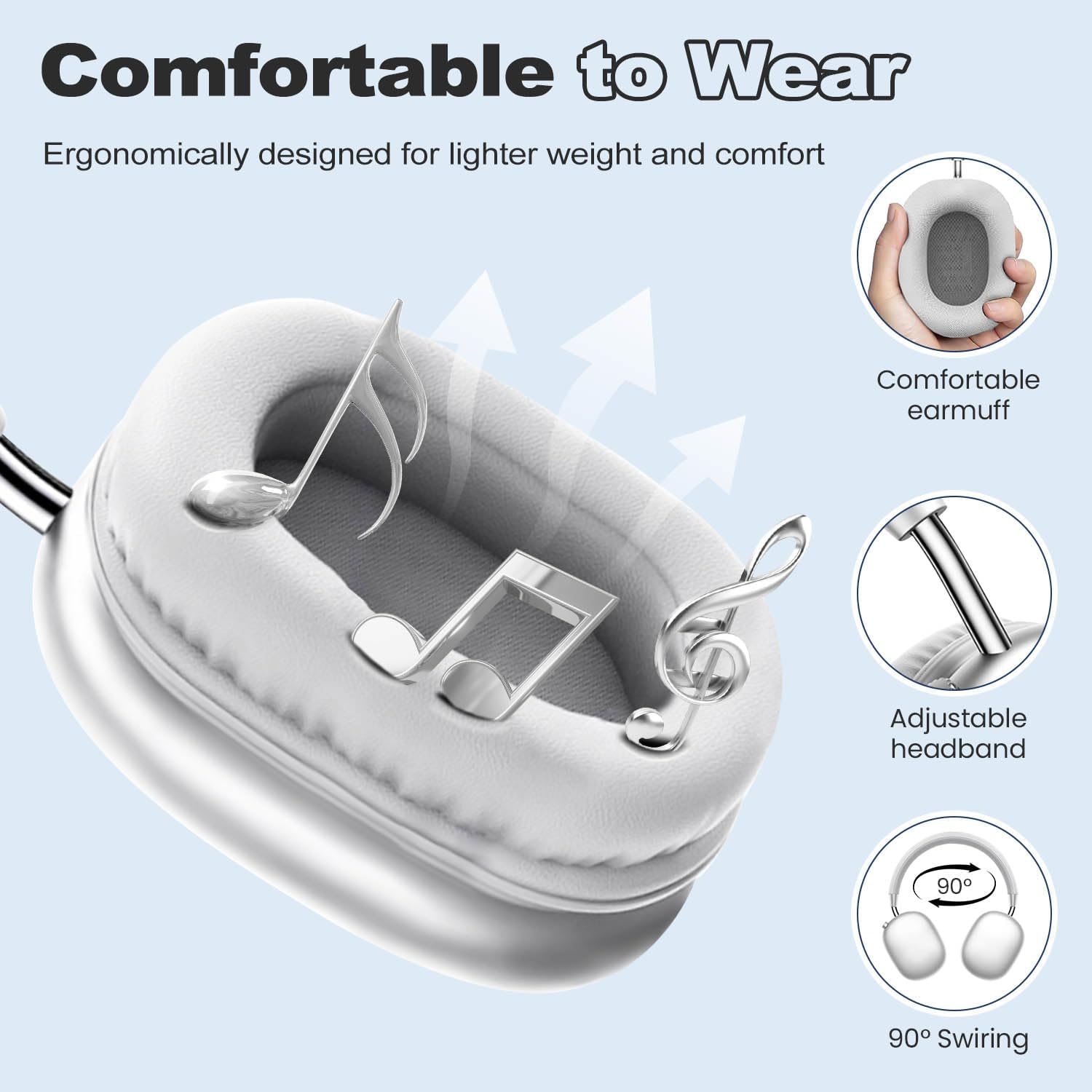 ZTOZ Wireless Over-Ear Bluetooth Headphones.