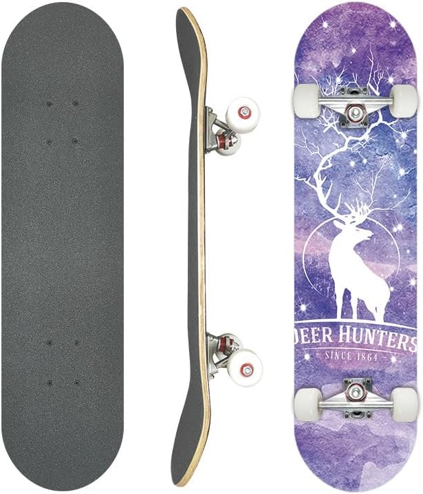 Skateboard Professional Double Kick Skateboard, 31 inch Maple Deck, ABEC-9 Bearings