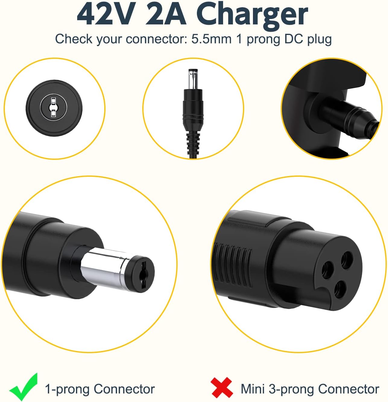 42V 2A Charger Compatible with Hiboy Max, Max V2, Max3,