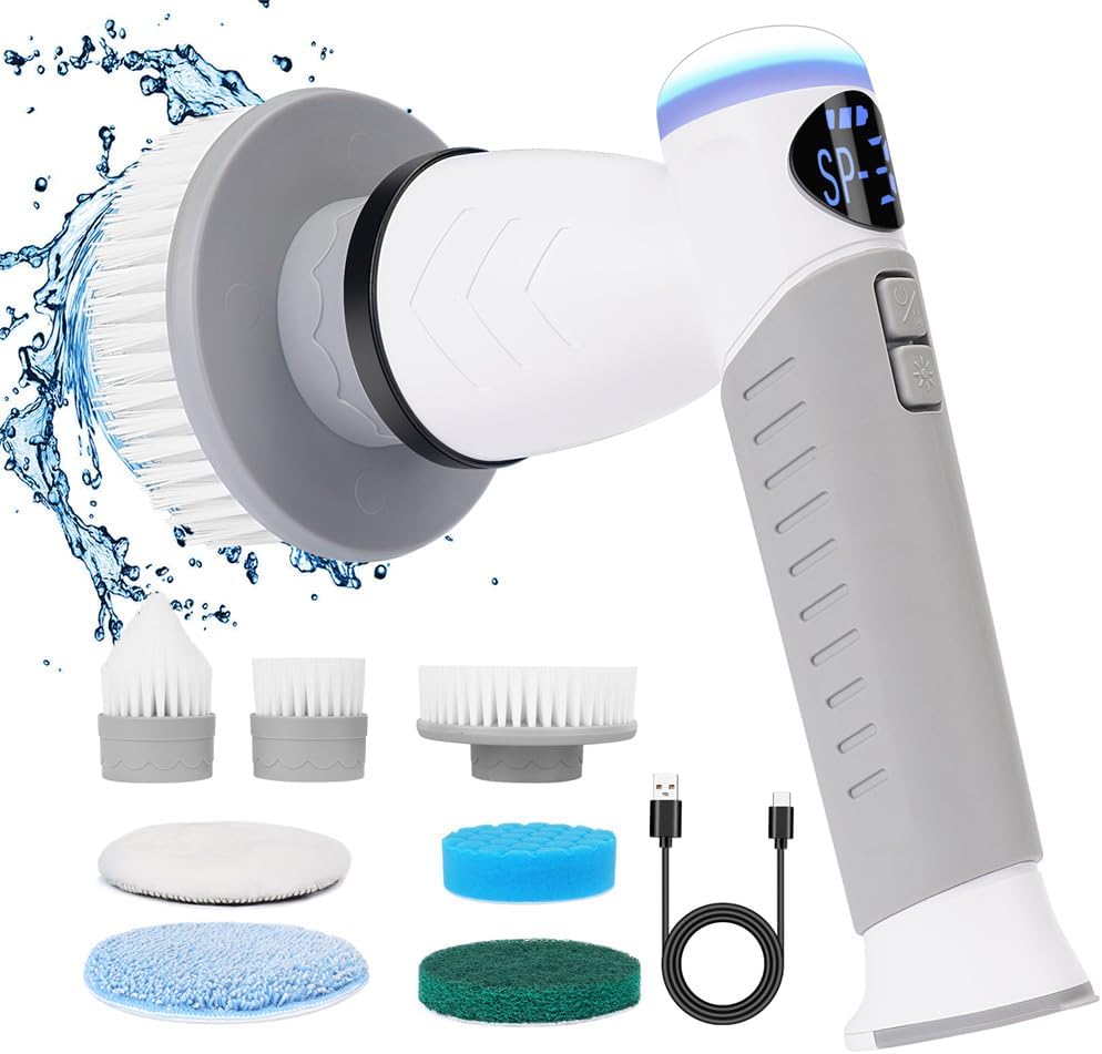 Majoseso Electric Spin Scrubber – Cordless, Rechargeable, 3-Speed
