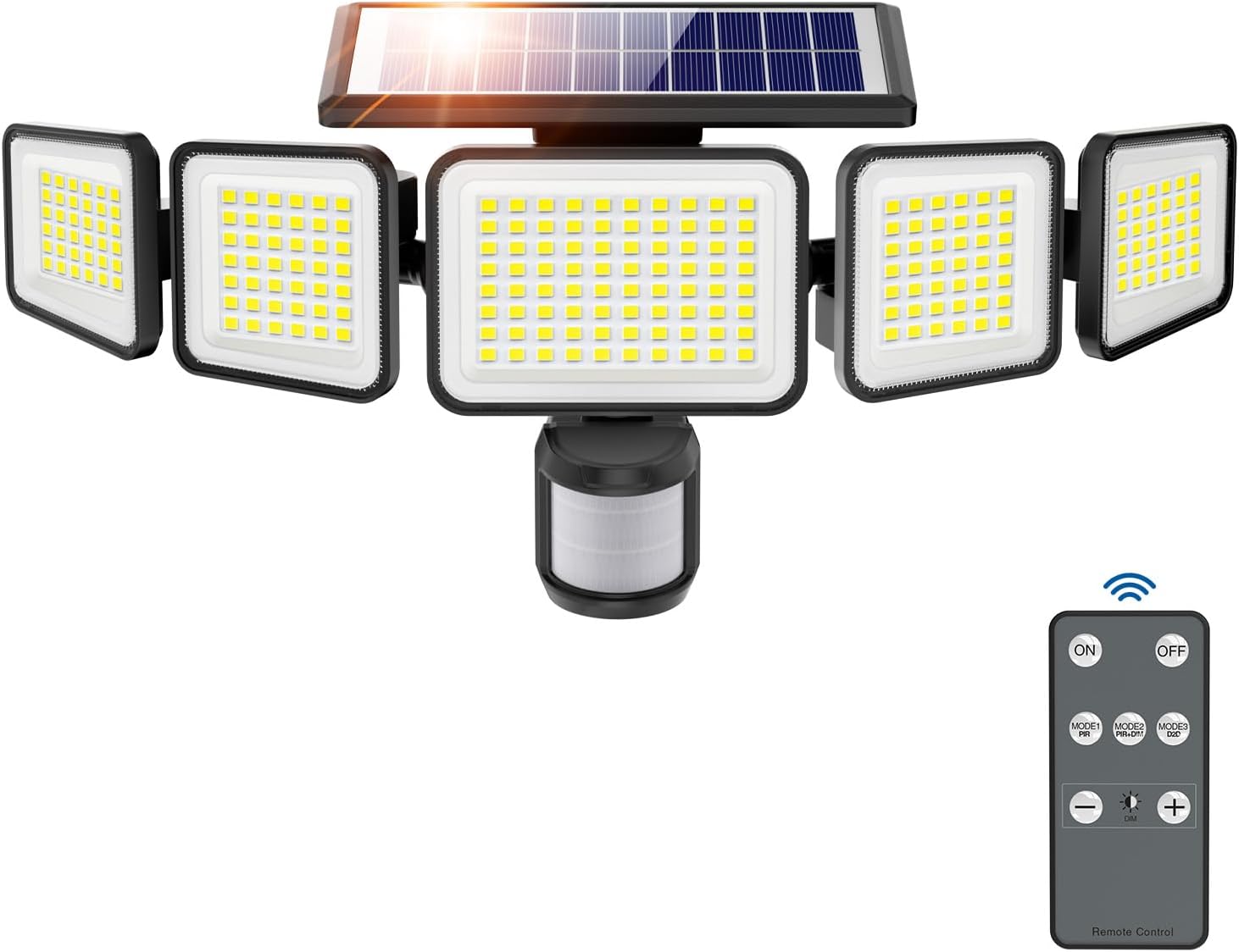 Solar-powered motion sensor flood lights - Omibee OEE215C10 - for gardens, backyards 2 Pack
