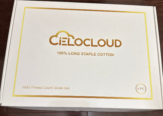 CieloCloud Queen Bed Sheet Set, 4PCS Fits 17" Mattress 100% Long-Staple Cotton
