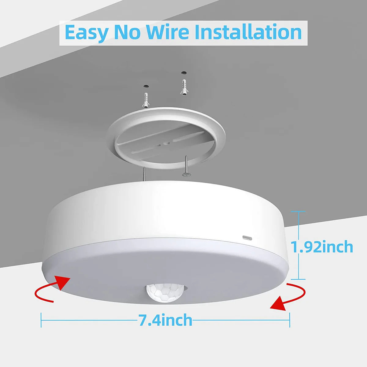 TOOWELL Motion Sensor Ceiling Light Battery Operated Indoor/Outdoor LED Ceiling