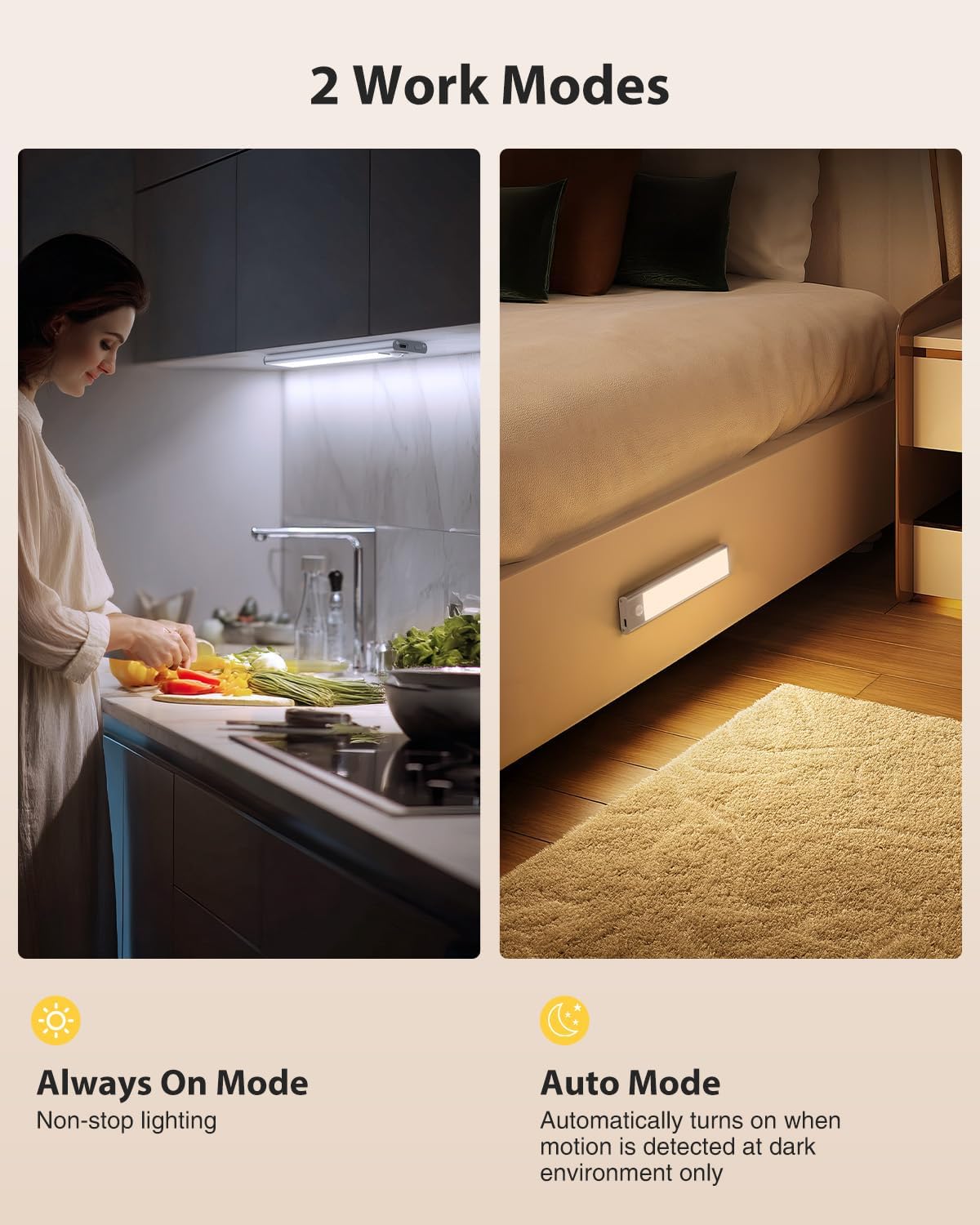 Abovizo Led Motion Sensor Cabinet Light 8 inch Model L1007 Color silver - 2 Pack