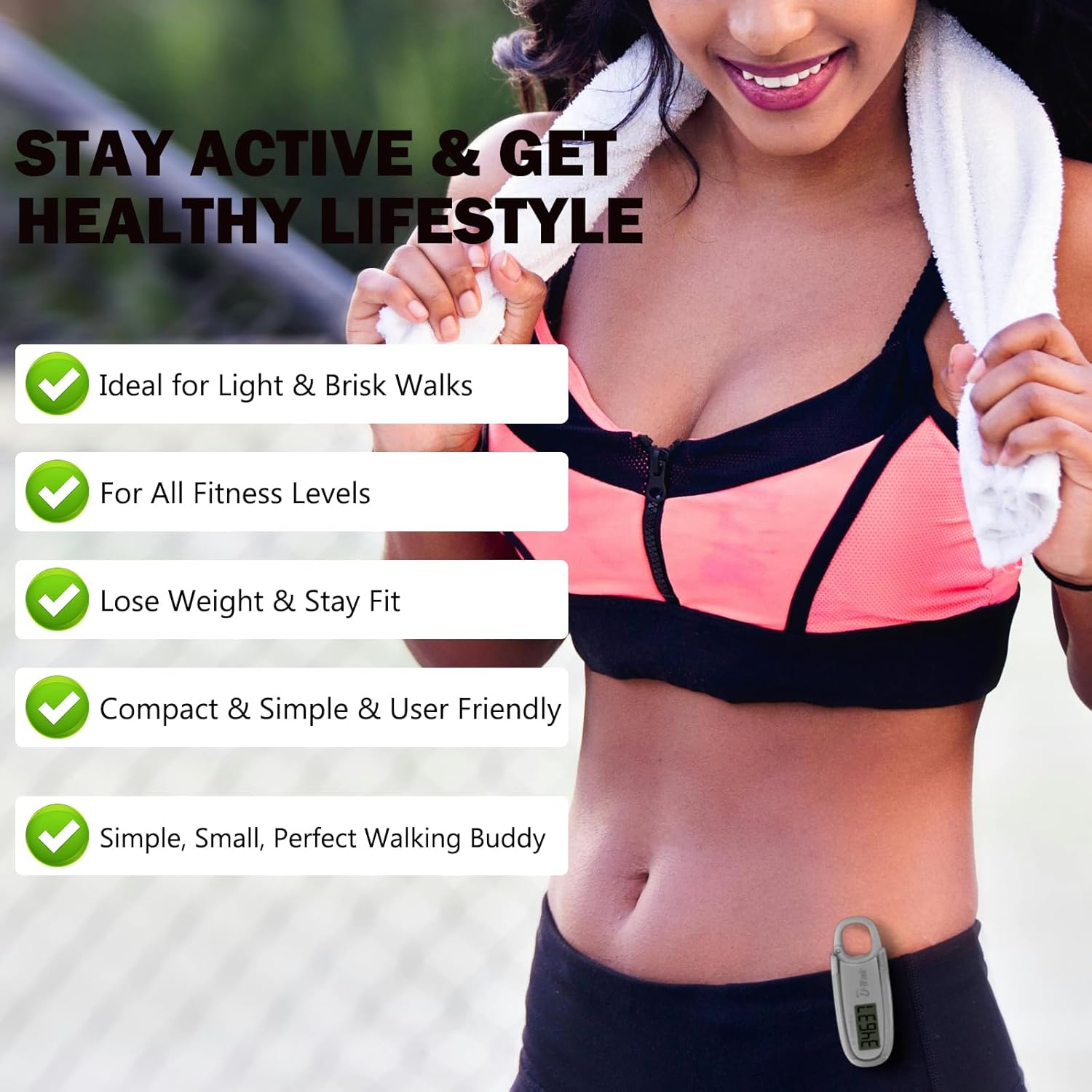 U-Trak Store 3D pedometer offers precise step tracking with an advanced motion sensor