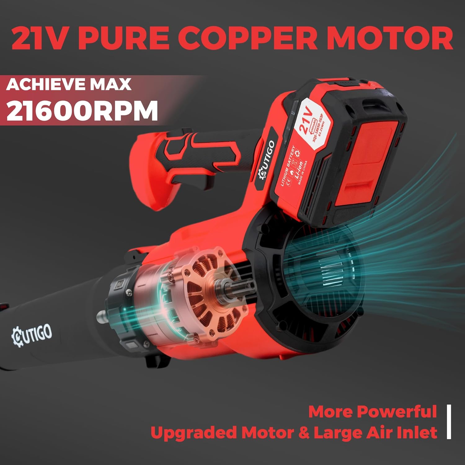 Outigo Cordless Leaf Blower, Leaf Blower with 2 * 4.5Ah Batteries