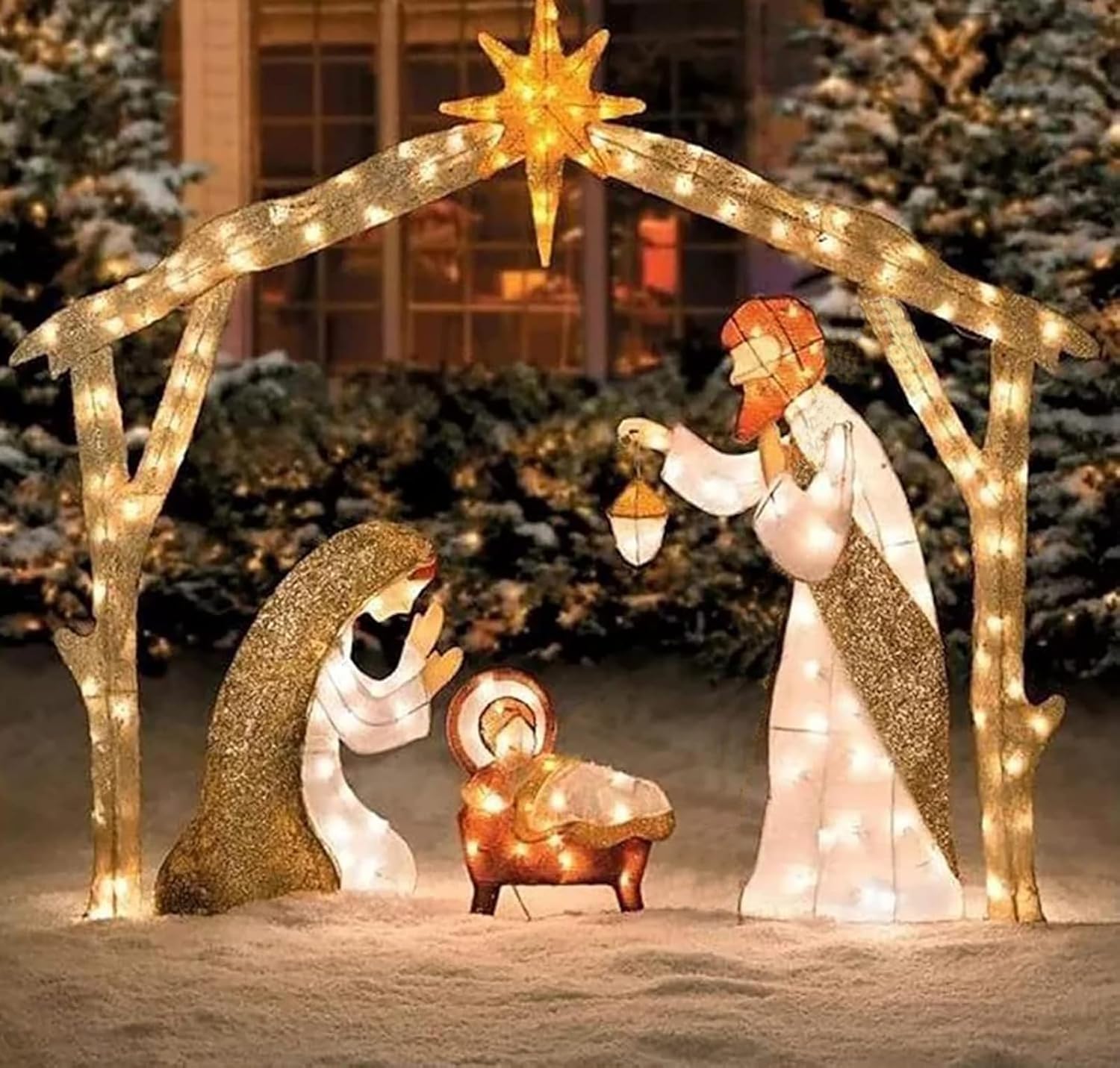 5FT Christmas Decorations Lighted Outdoor Nativity Scene Christmas Holy Family