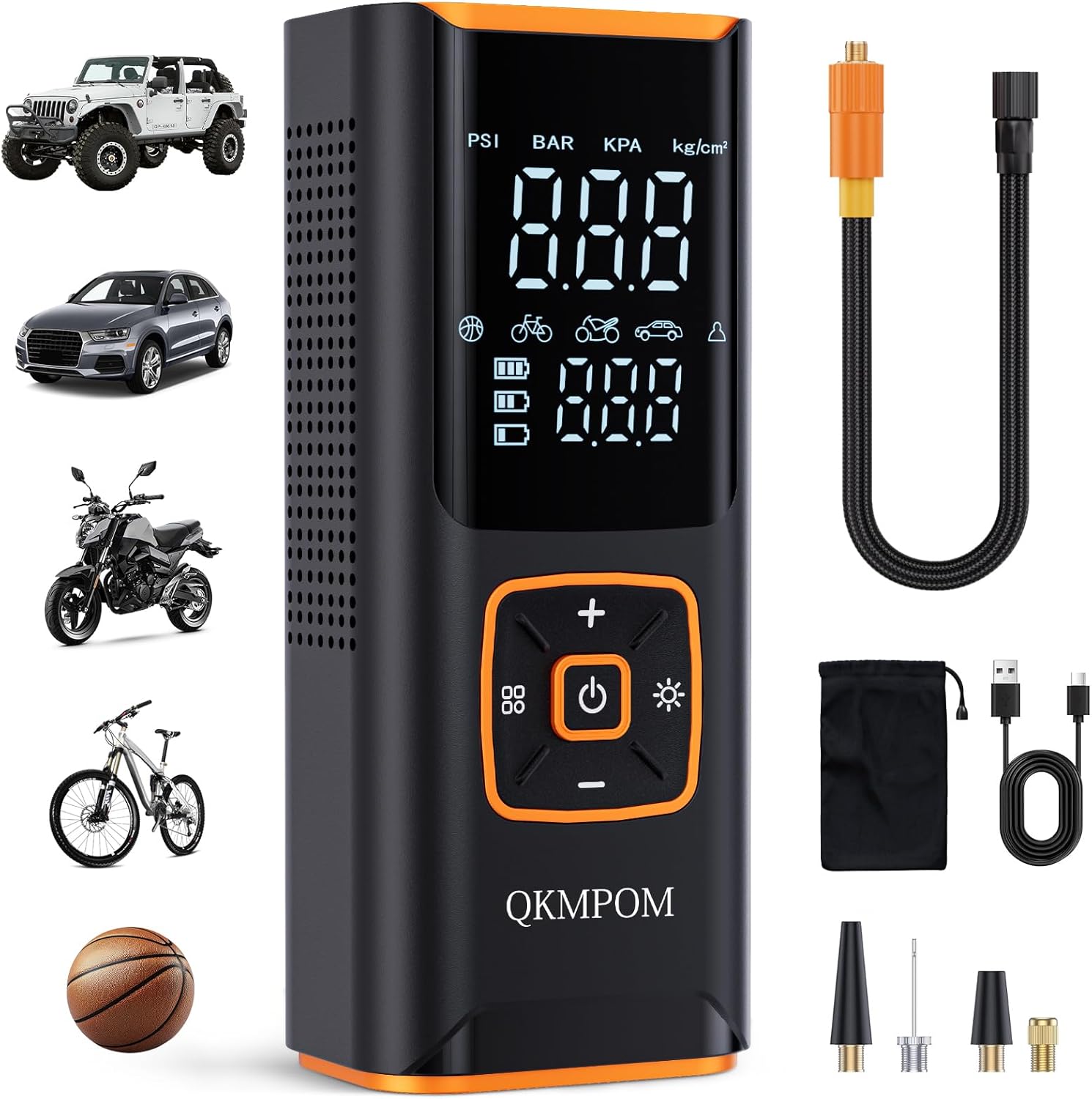 The QKMPOM Portable Tire Inflator – Model K7 delivers rapid inflation