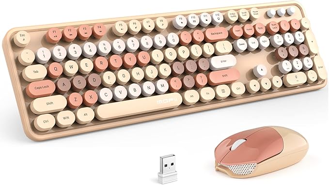 MOFII Wireless Keyboard Mouse Combo, Colorful Compact Full Size Wireless Keyboard