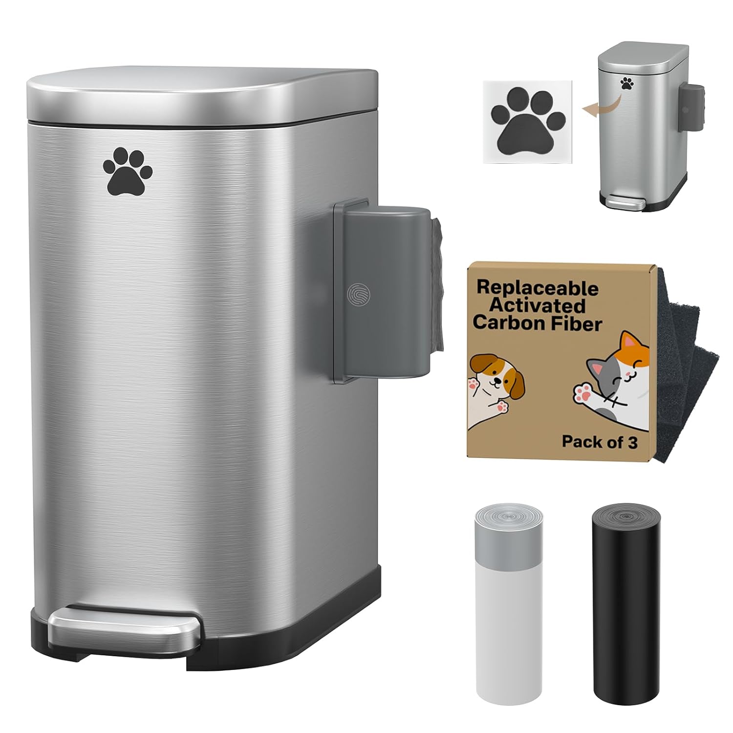 Dog Poop Trash Can Outside with Odor Control Lid & Step Pedal