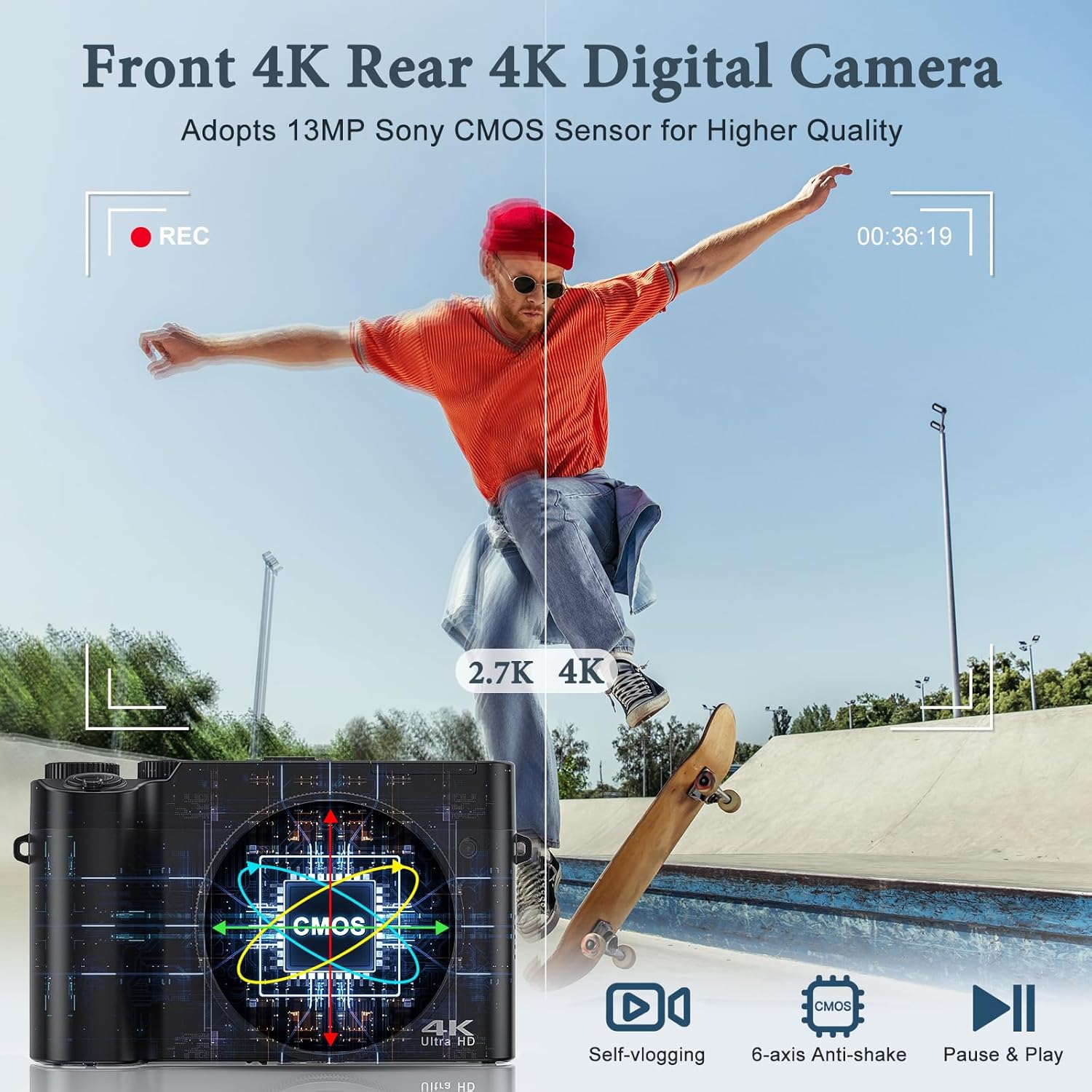 4K Ultra HD Video Recording with exceptional 64MP image capture capability.