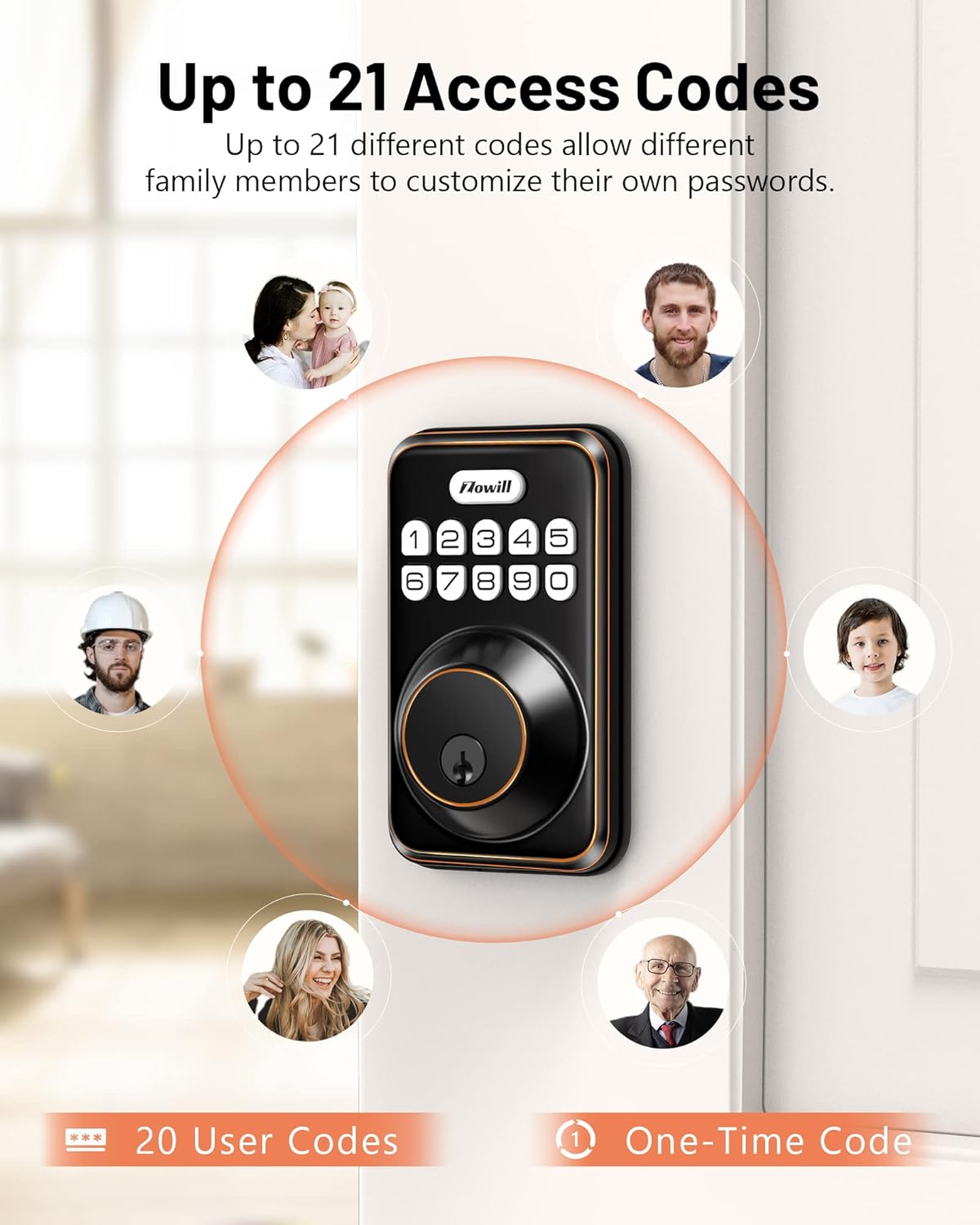 Zowill Electronic Keypad Deadbolt Smart Auto Lock - Bronze