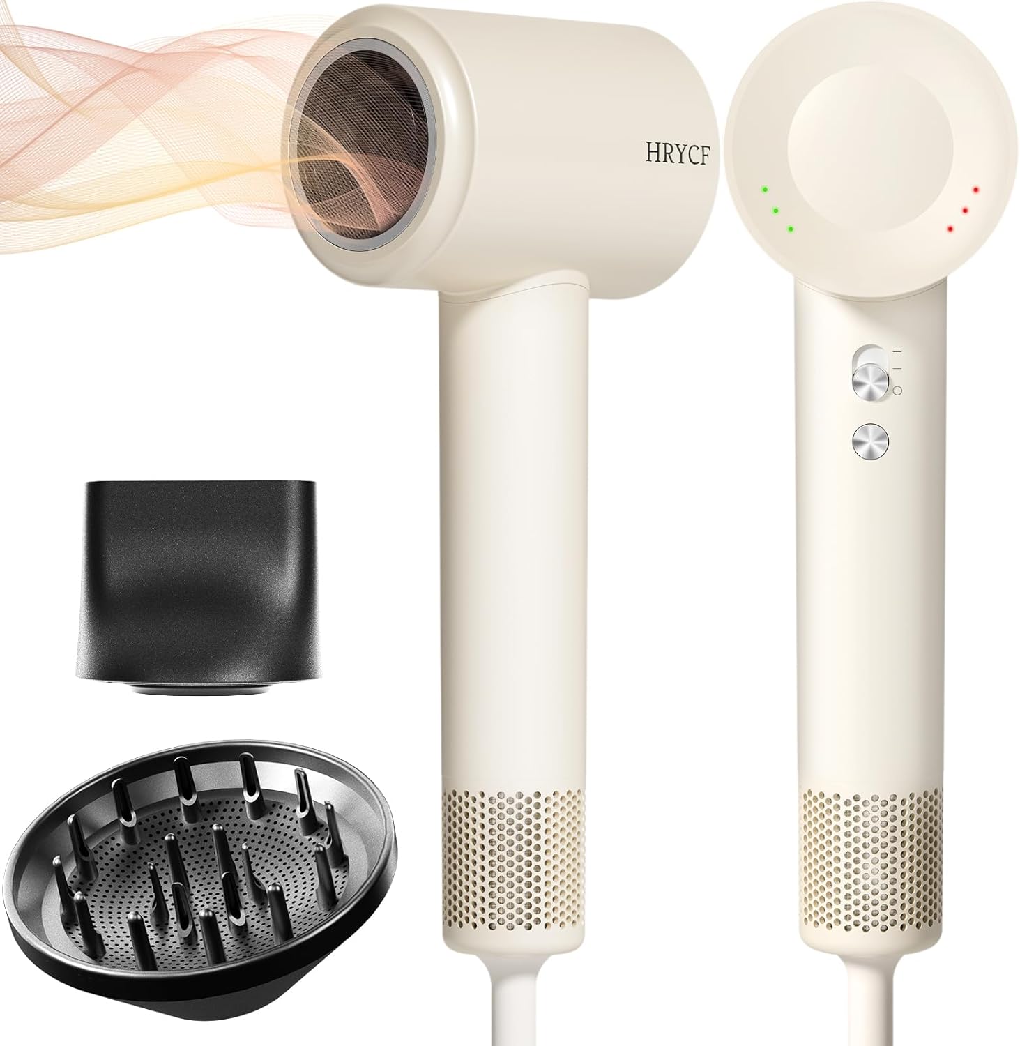 HRYCF Hair Dryer,160000 RPM Blow Dryer with High-Speed Brushless Motor for Fast Drying, Professional Ionic Lightweight Hair Dryers, Thermo-Control Low Noise
