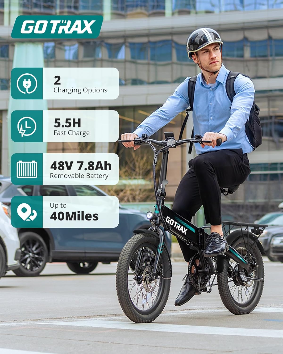 Gotrax 20" Folding Electric Bike. Powered by a robust 48V battery - R1