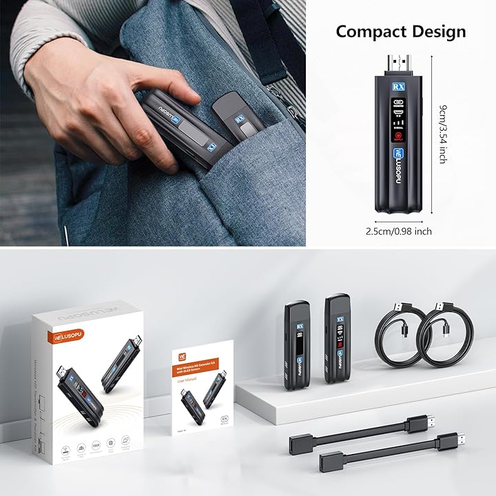 Wireless HDMI Transmitter with LED Display, WELUSOPU HDMI Wireless Transmitter