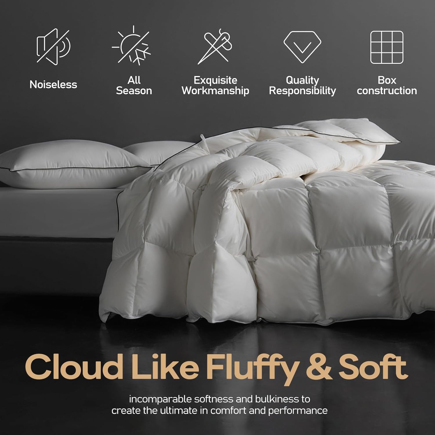 DownFort Twin Size Feather Down Fiber Comforter – OEKO-TEX® Certified, All Season, Gift-Ready Packaging (68" x 90")