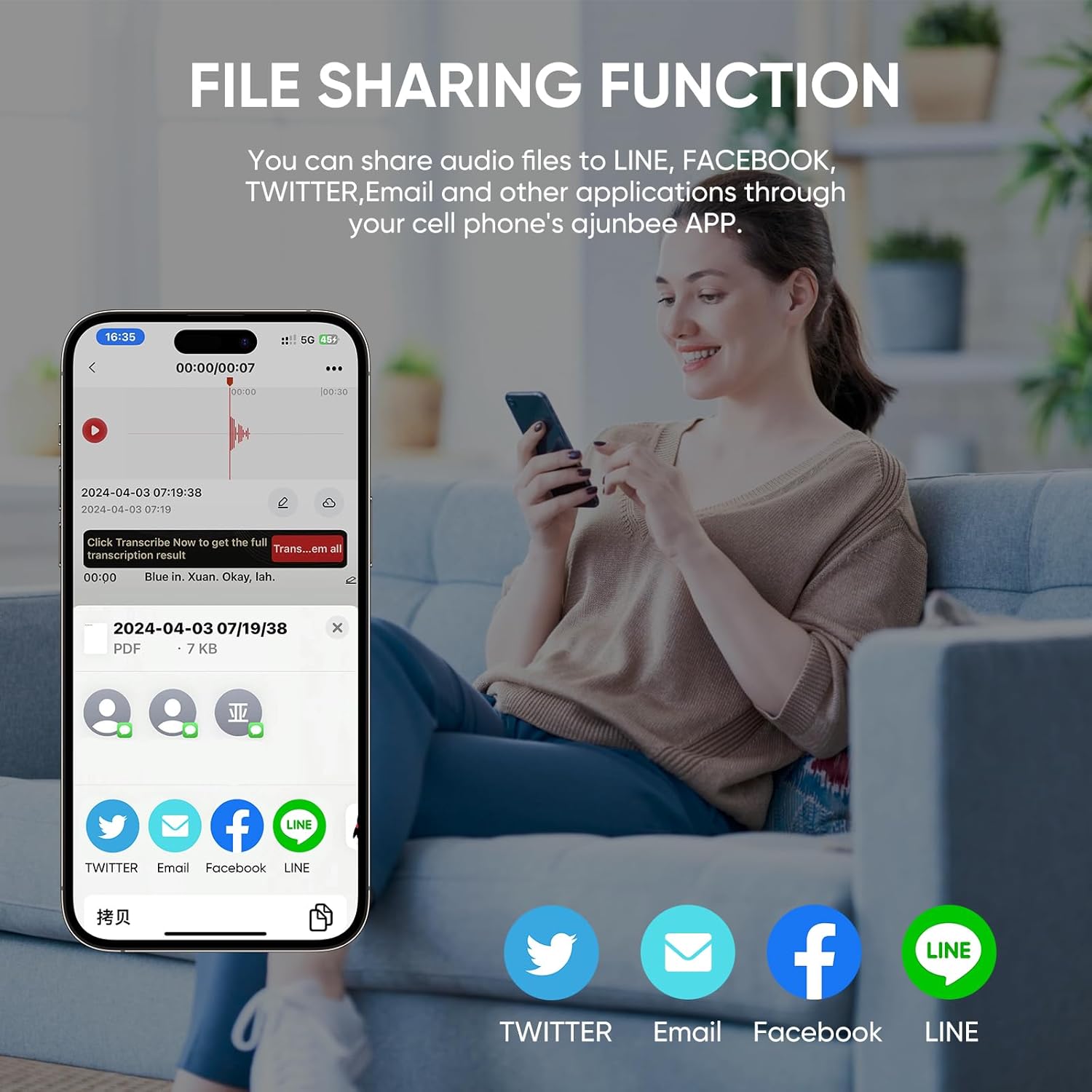 Ajunbee AI Voice Recorder combines advanced app control with powerful AI