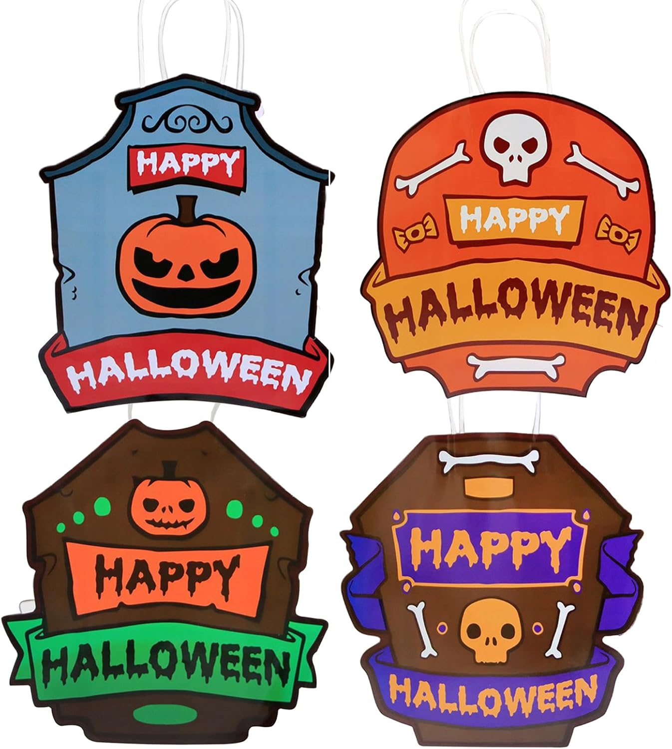 ZRLABL 4PC Halloween Trick or Treat Bags – Candy Gift Bags for Party Favors, Candy, Goodie for Halloween Decorations