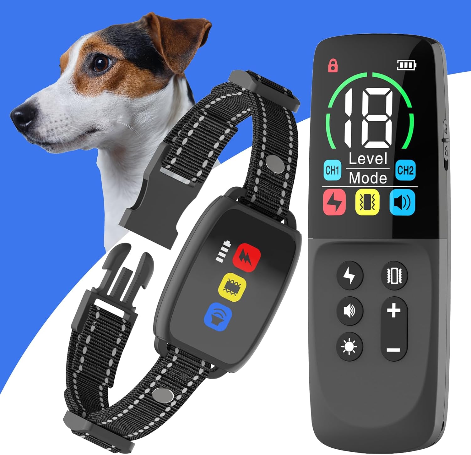 Electronic Dog Barking Training Collar  3 Modes Rechargeable IP67 Waterproof