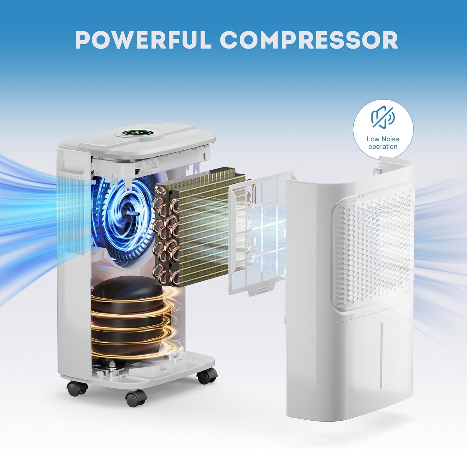 Blauwhal PD14BS Dehumidifier is designed for basements and large rooms up to 2,500 sq. ft.,