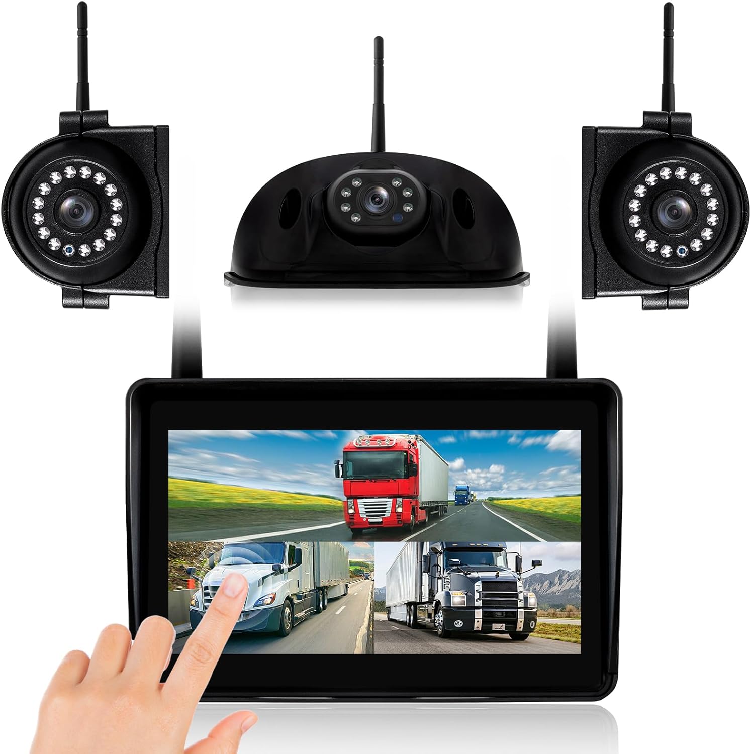 Woocarty WNKJ Wireless Backup Camera System 7" 3-Cam