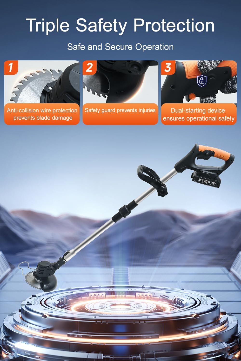 Cordless Weed Wacker,Electric Weed Eater,2 Efficient Batteries, Lightweight and Telescopic Design