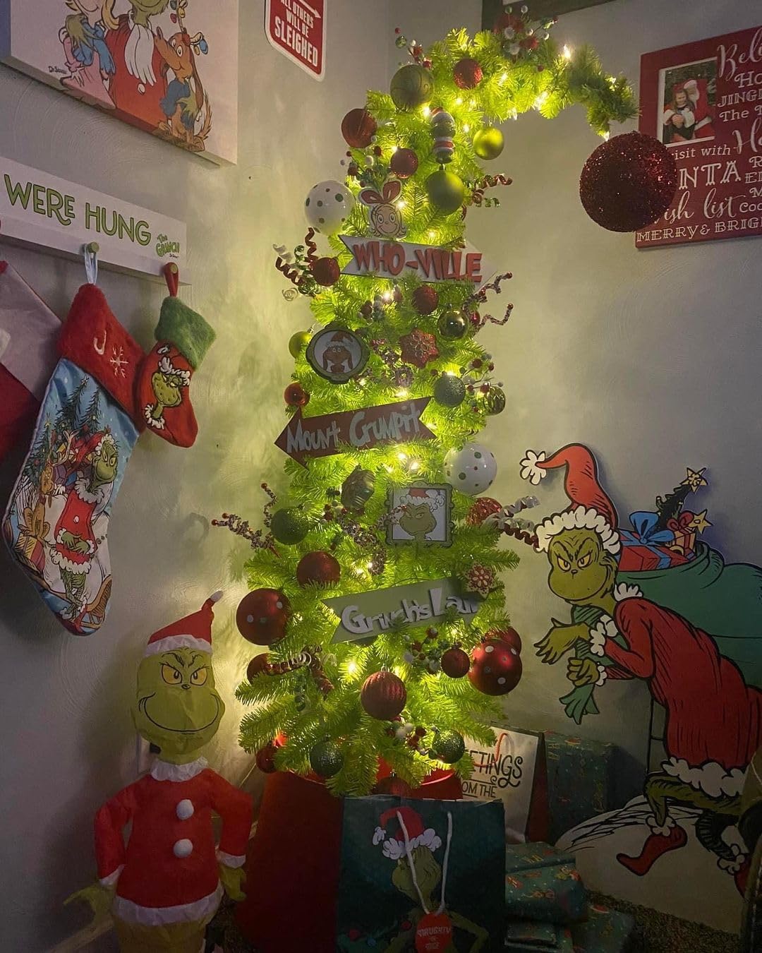 5 Ft Pre-lit Christmas Tree with Metal Stand - Artificial Whimsical Unique Curved Shape Holiday Xmas Tree with Warm White Lights - Holiday Carnival Party.