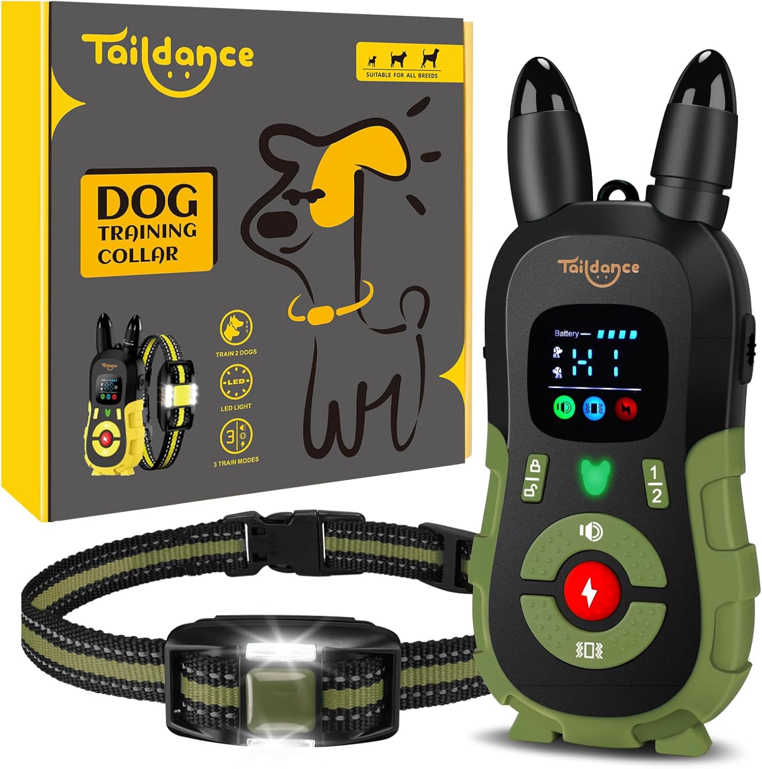 Dog collar with Remote Control and Flashing Night Light
