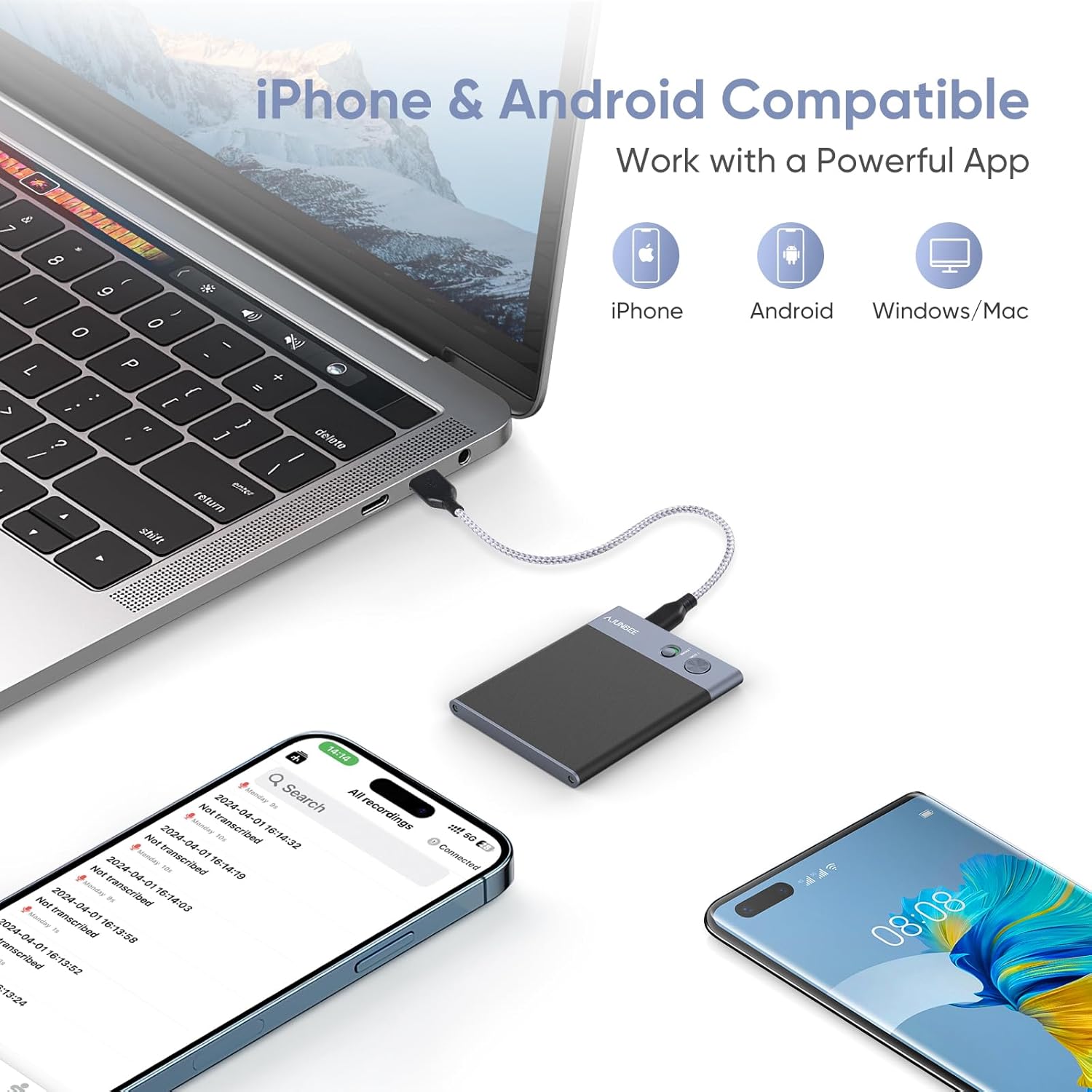 Ajunbee AI Voice Recorder combines advanced app control with powerful AI