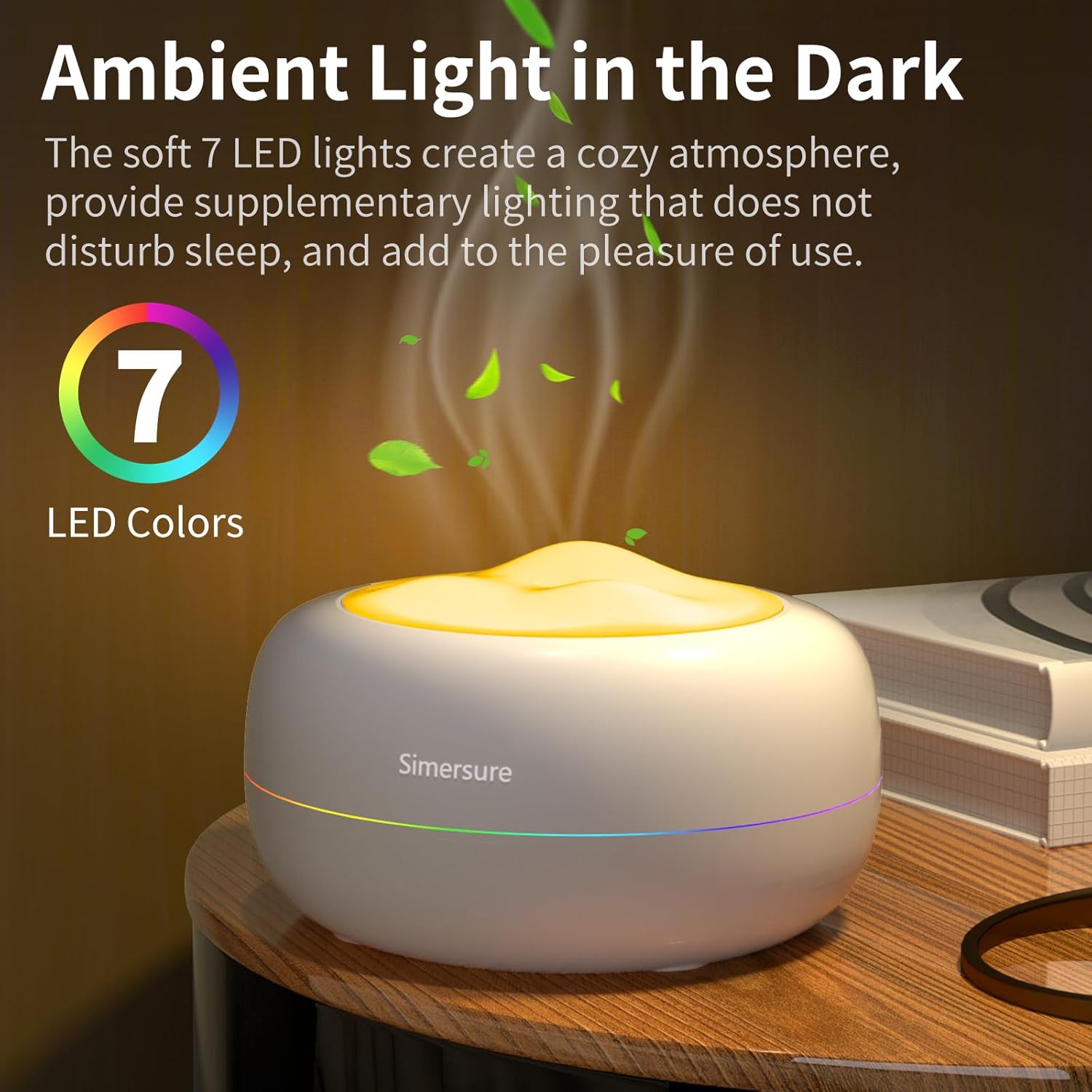 SimerSure Essential Oil Diffuser combines ultrasonic technology with a quiet humidifying function