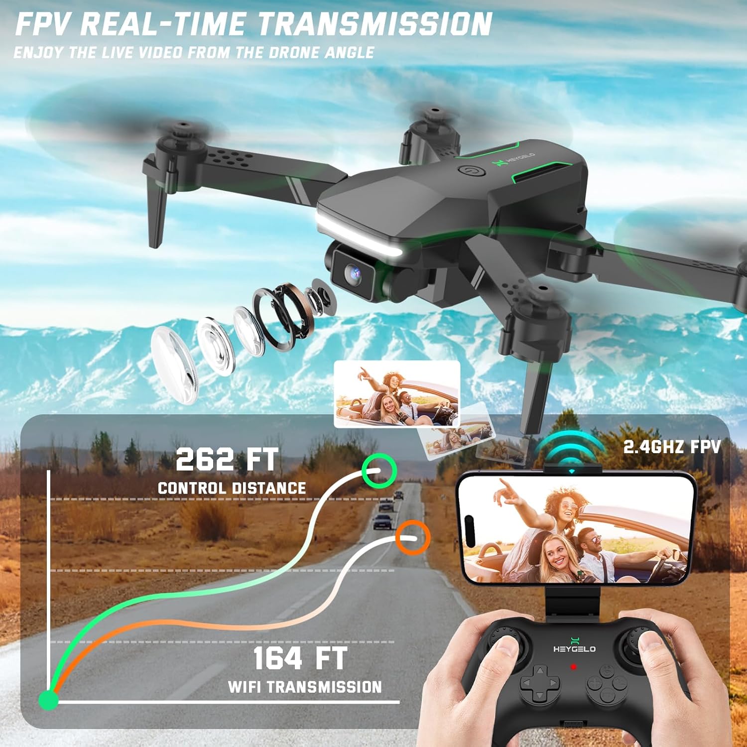 S80 Drone with Camera for Adults, 1080P HD FPV Mini Drones for Kids Beginners with Auto Hover, One Key Start, Voice/Gesture/Remote Control Helicopter Toys/Gift for Boys 2 Batteries Carry Case