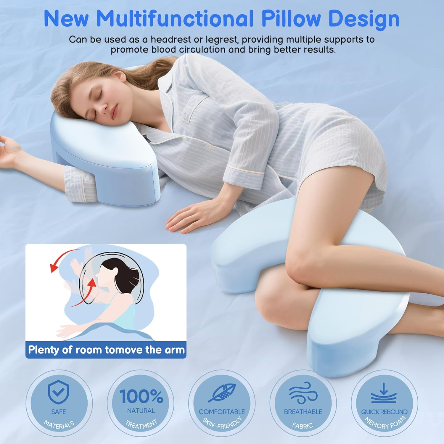 WOAKUSO Side Sleeper Pillow with Arm Holes