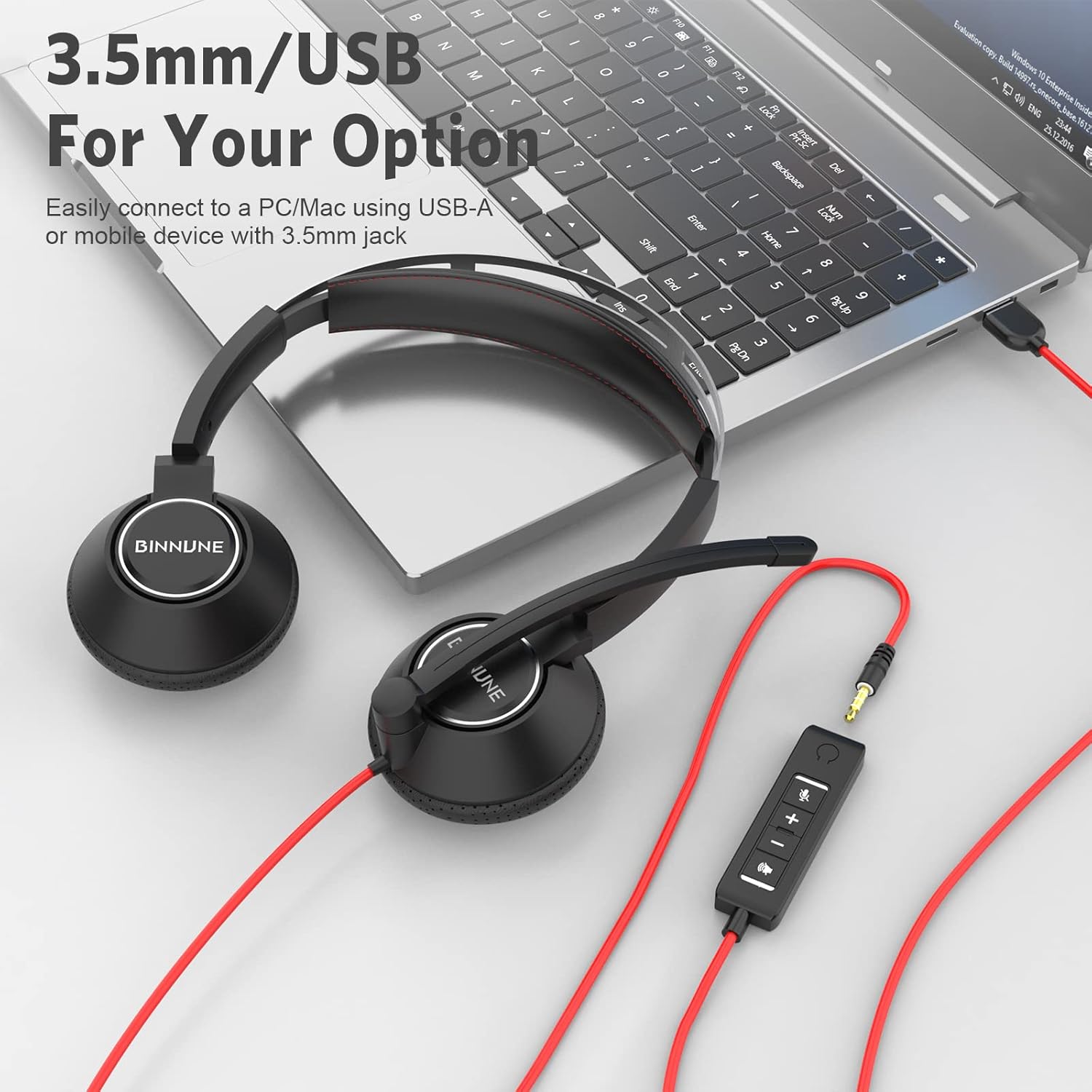The BINNUNE BHO1 USB Headset with Microphone delivers
