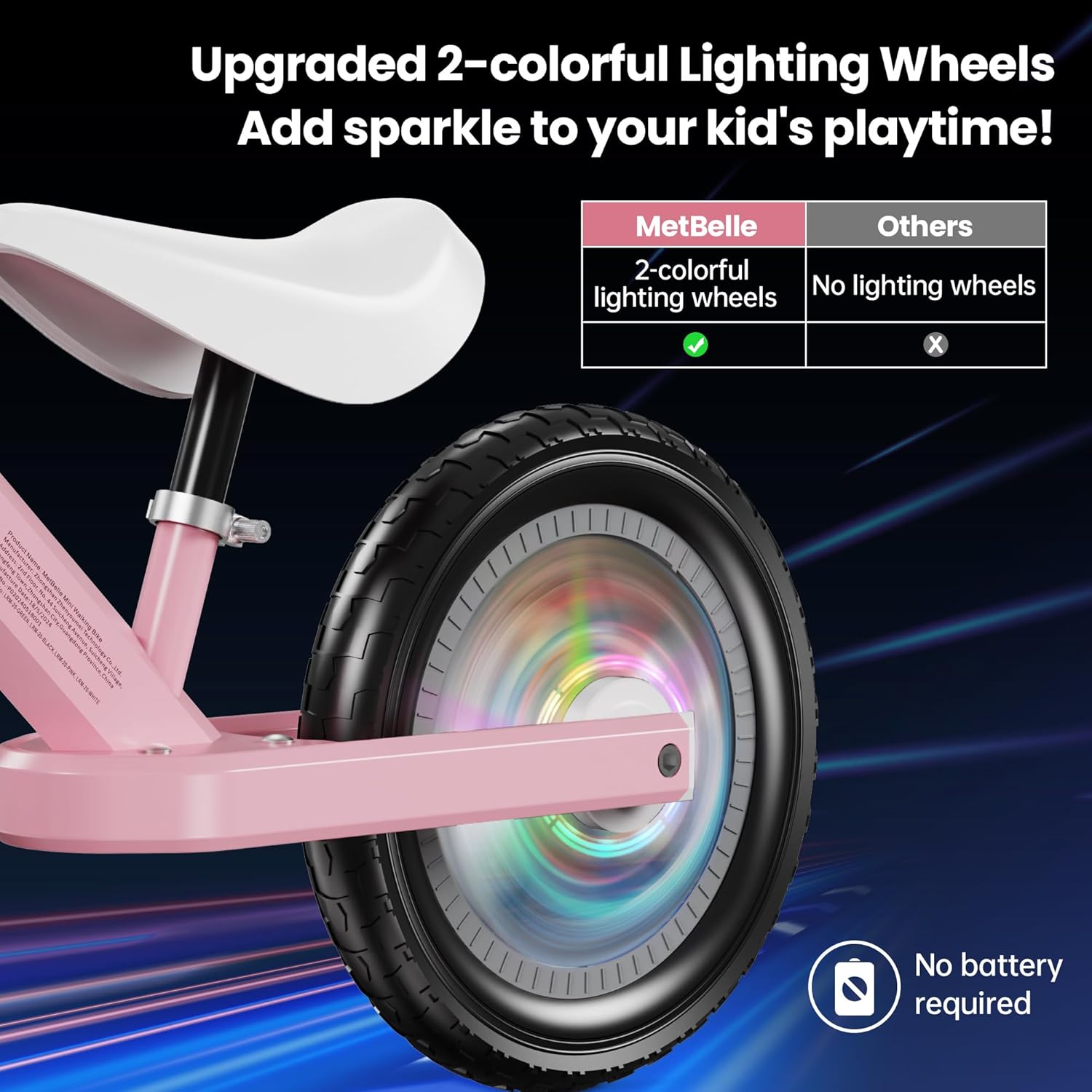 MetBelle Balance Bike in pink is designed for toddlers aged 2 to 5 years pink