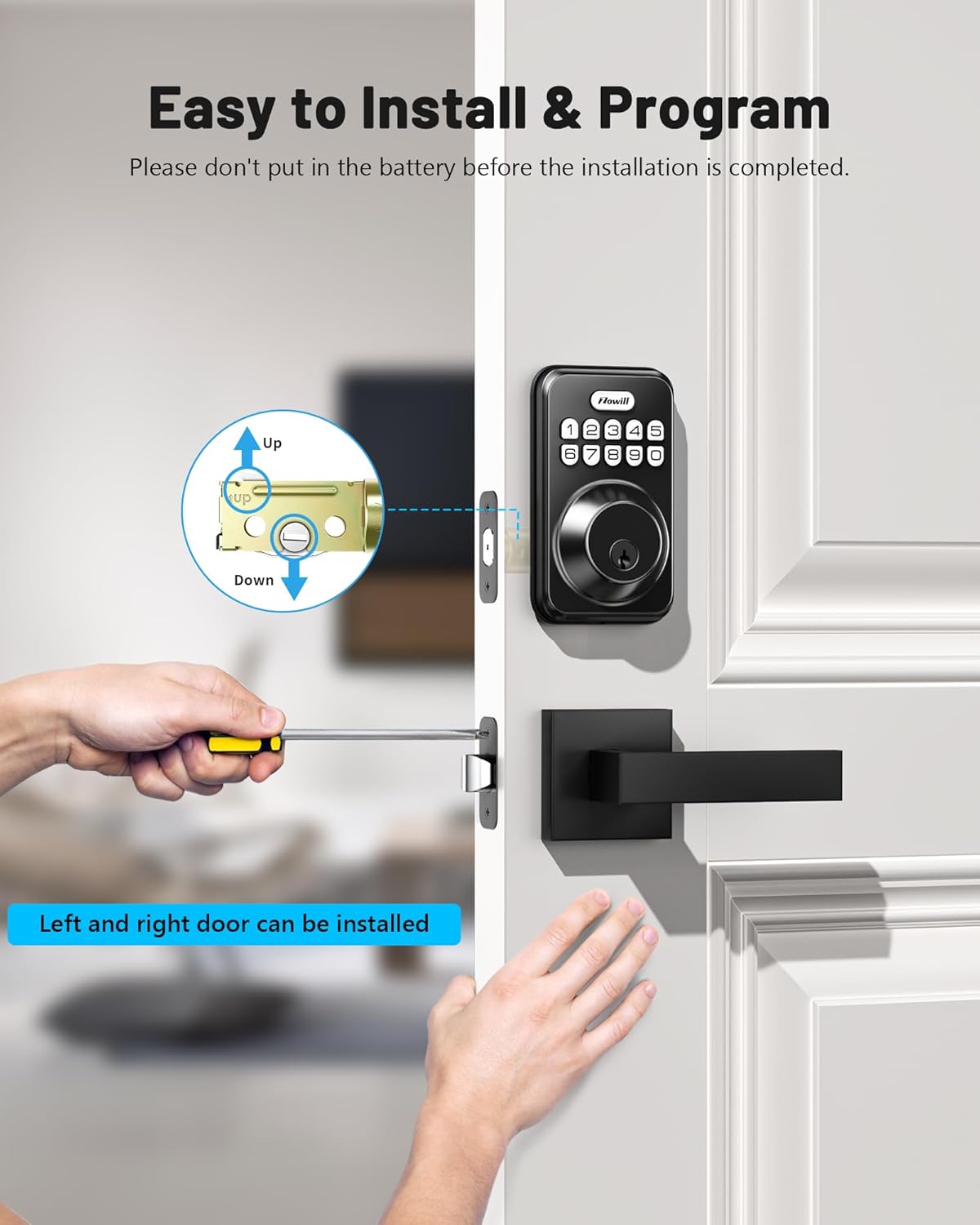 Zowill Keyless Entry Door Lock with 2 Lever Handles Electronic Keypad Deadbolt