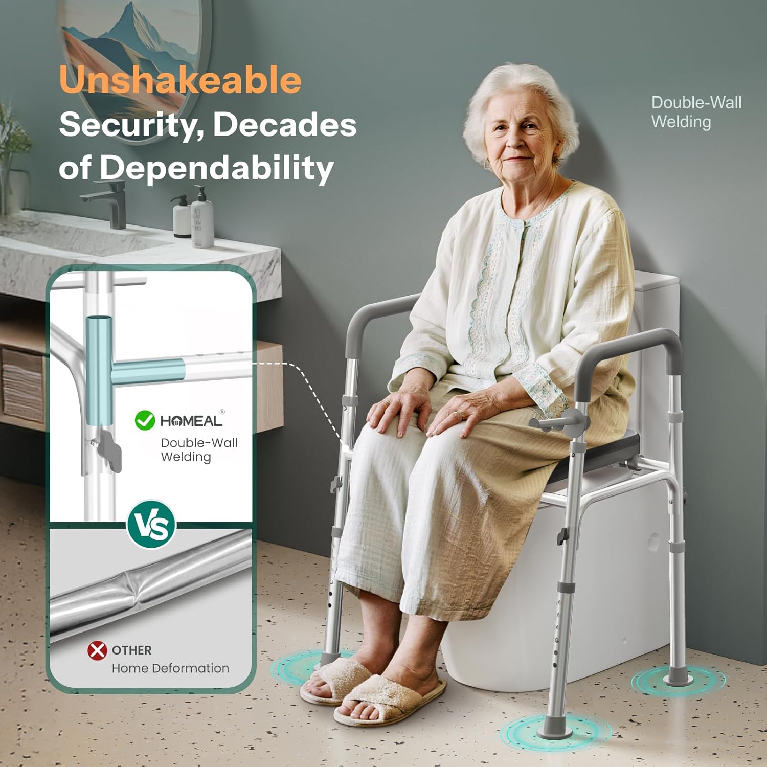 HOMEAL Raised Toilet Seat Riser with Handles for Senior