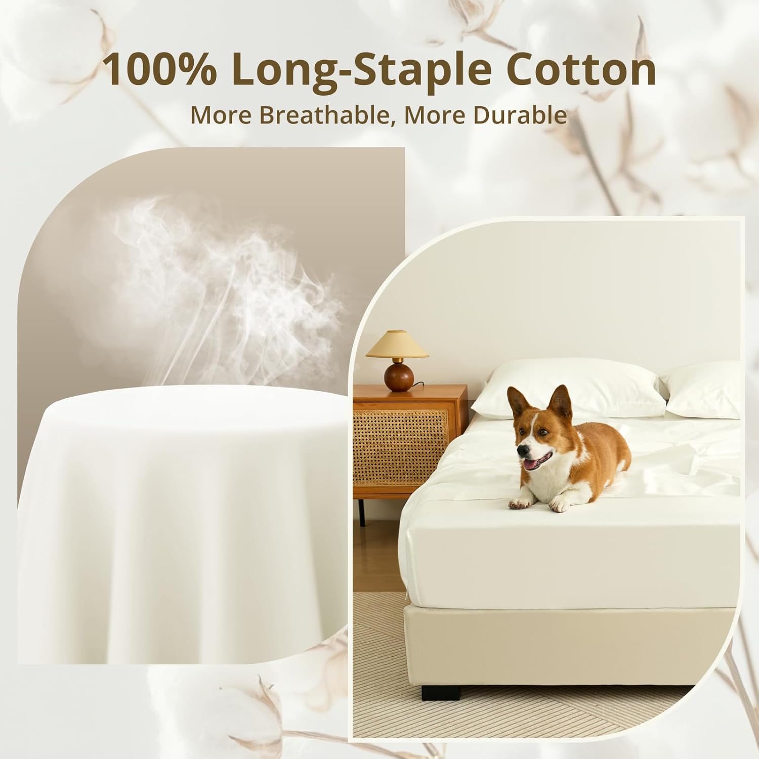 CieloCloud Queen Bed Sheet Set, 4PCS Fits 17" Mattress 100% Long-Staple Cotton