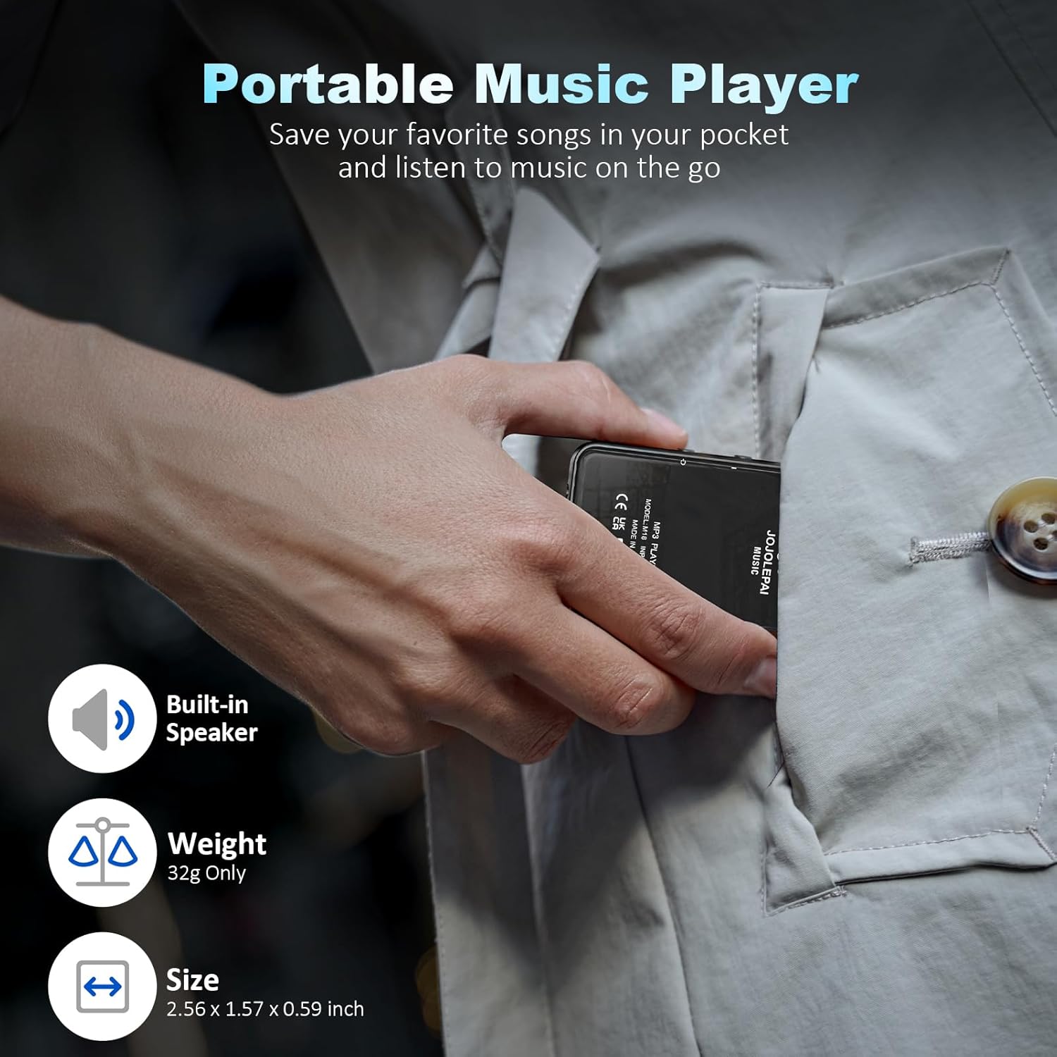 JOJOLEPAI MP3 PlayerBluetooth MP3 player is designed for active use