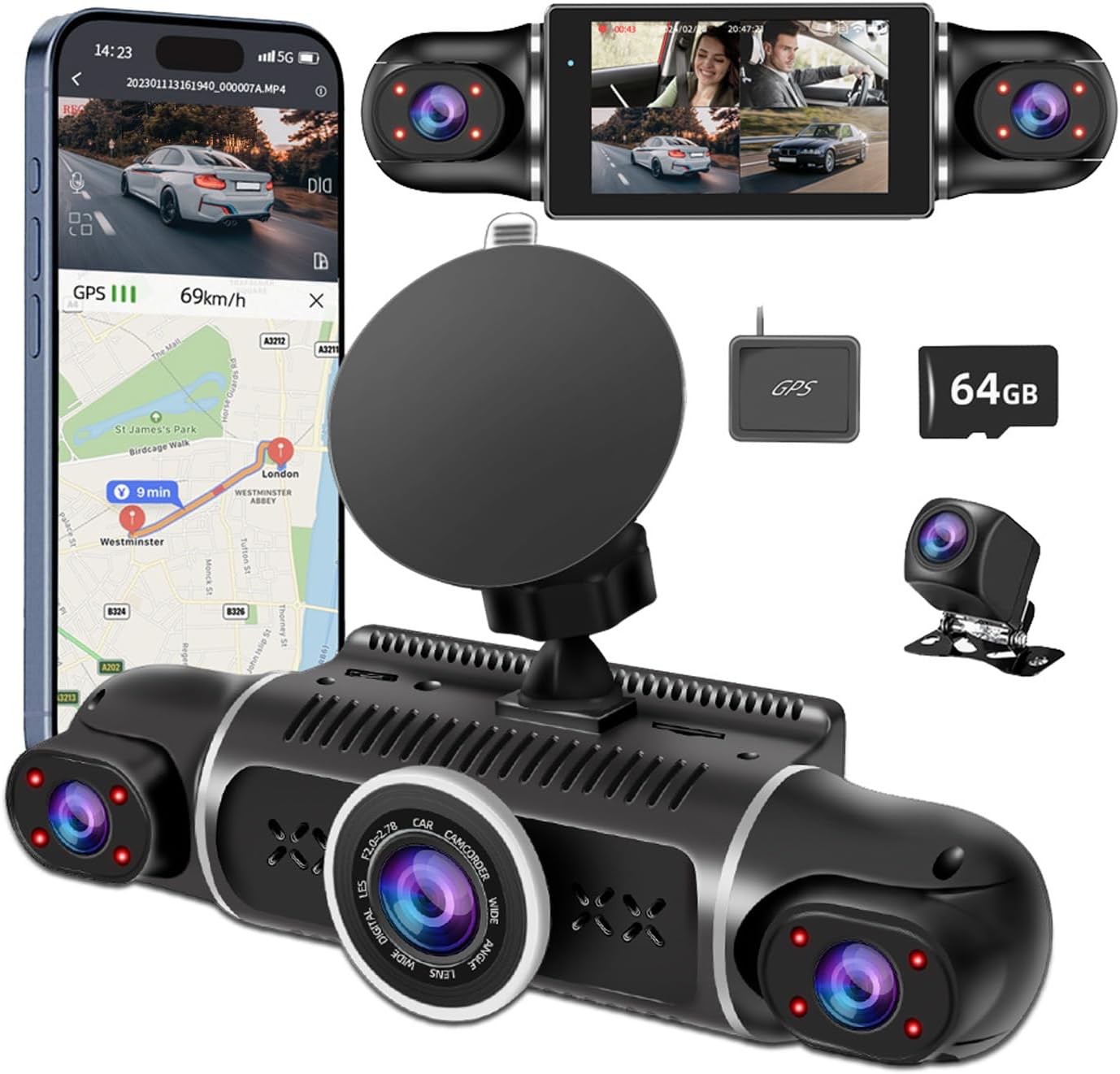 Dash Cam 360° Front and Rear View Car Camera 4
