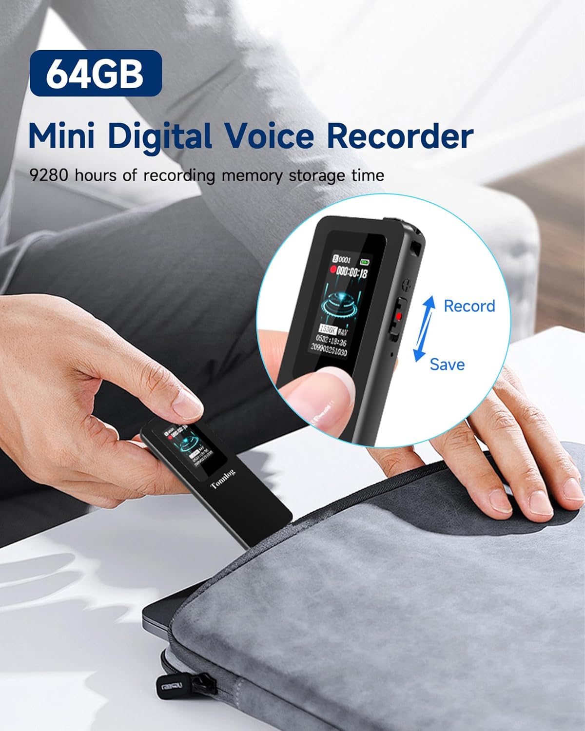 Tonnlog v73 1536Kbps Voice Activated Recorder with Playback,