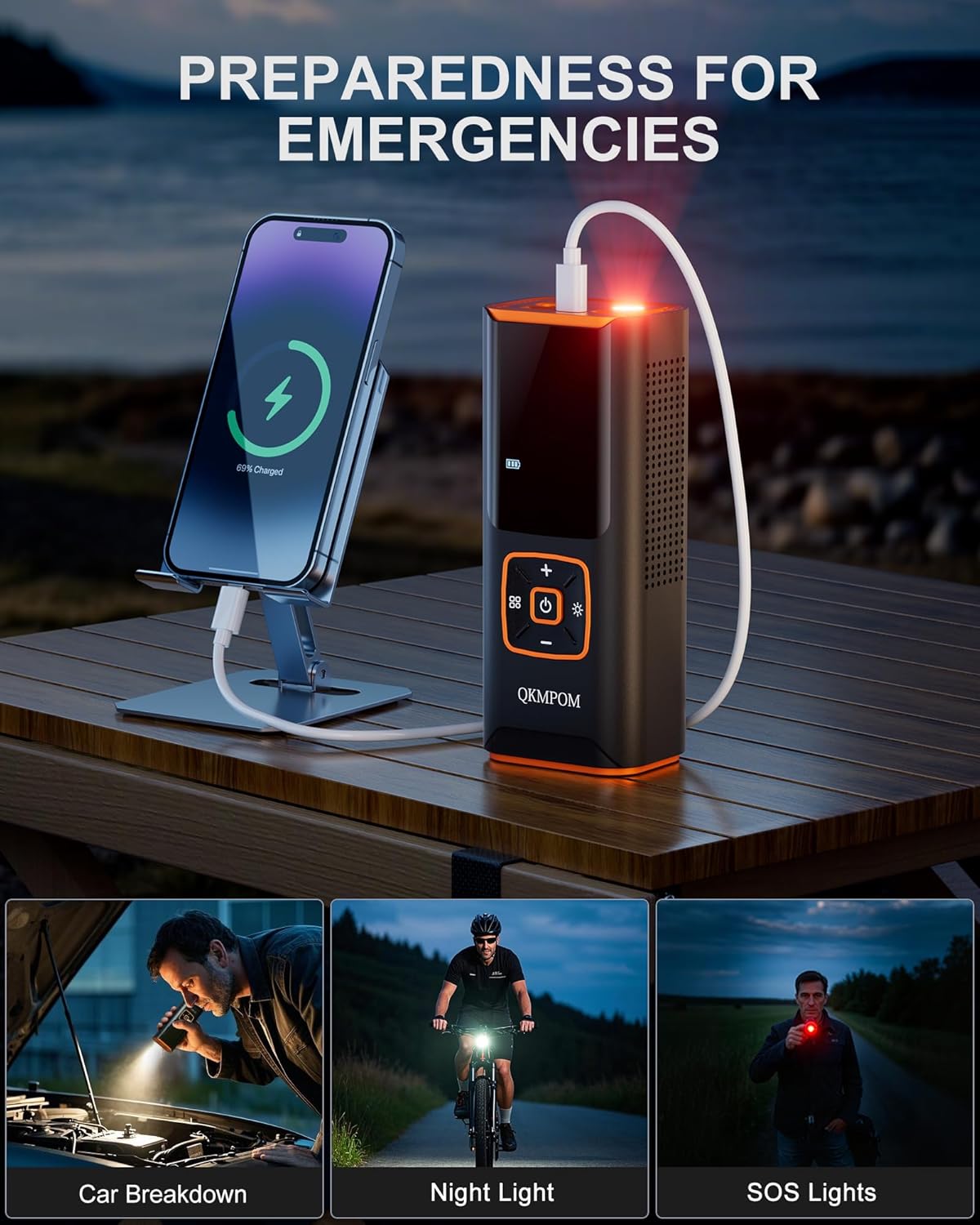 The QKMPOM Portable Tire Inflator – Model K7 delivers rapid inflation