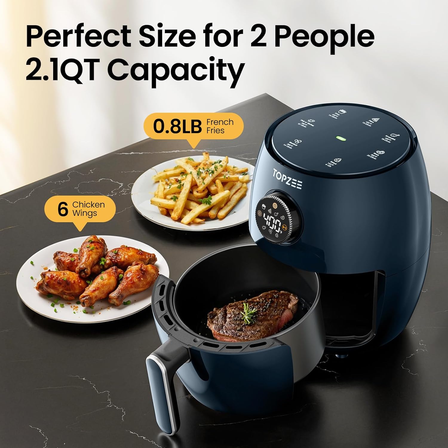 Airfryer, Bake, Roast, Reheat, 98% Less Oil, Adjustable Temperature Control w/ 60min Timer