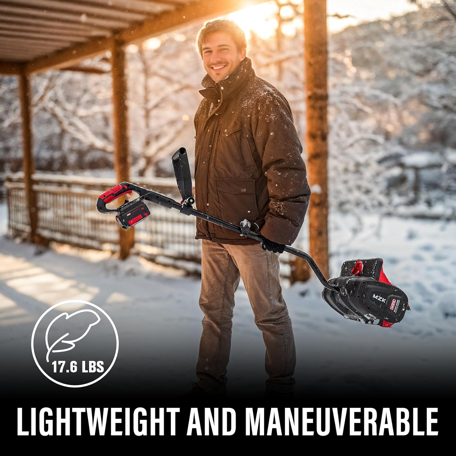 The MZK 20V 13-Inch Cordless Snow Shovel offers efficient snow clearing