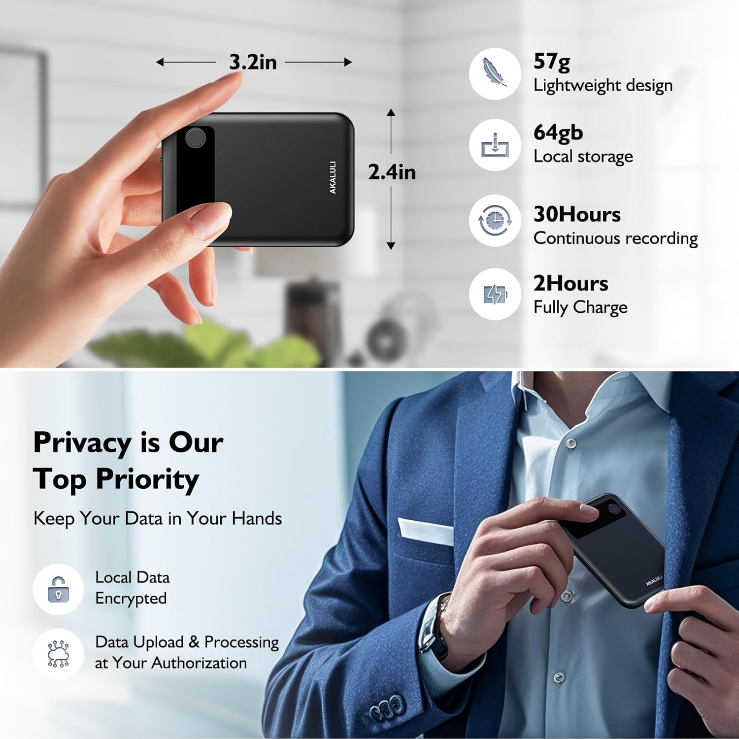 Akaluli ChatGPT Empowered AI Voice Recorder