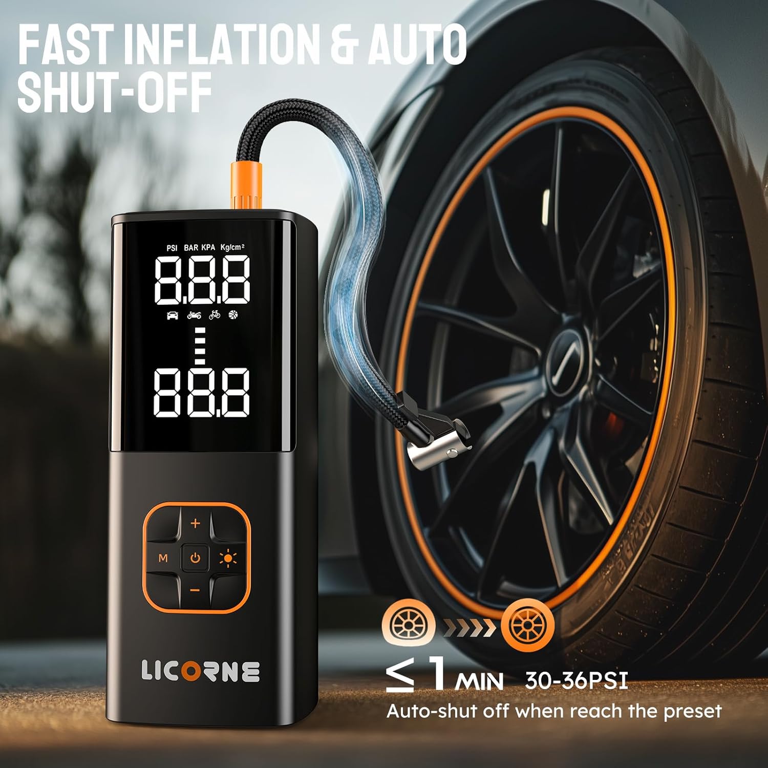 The Licorne Cordless Inflatable Pump is a portable air compressor