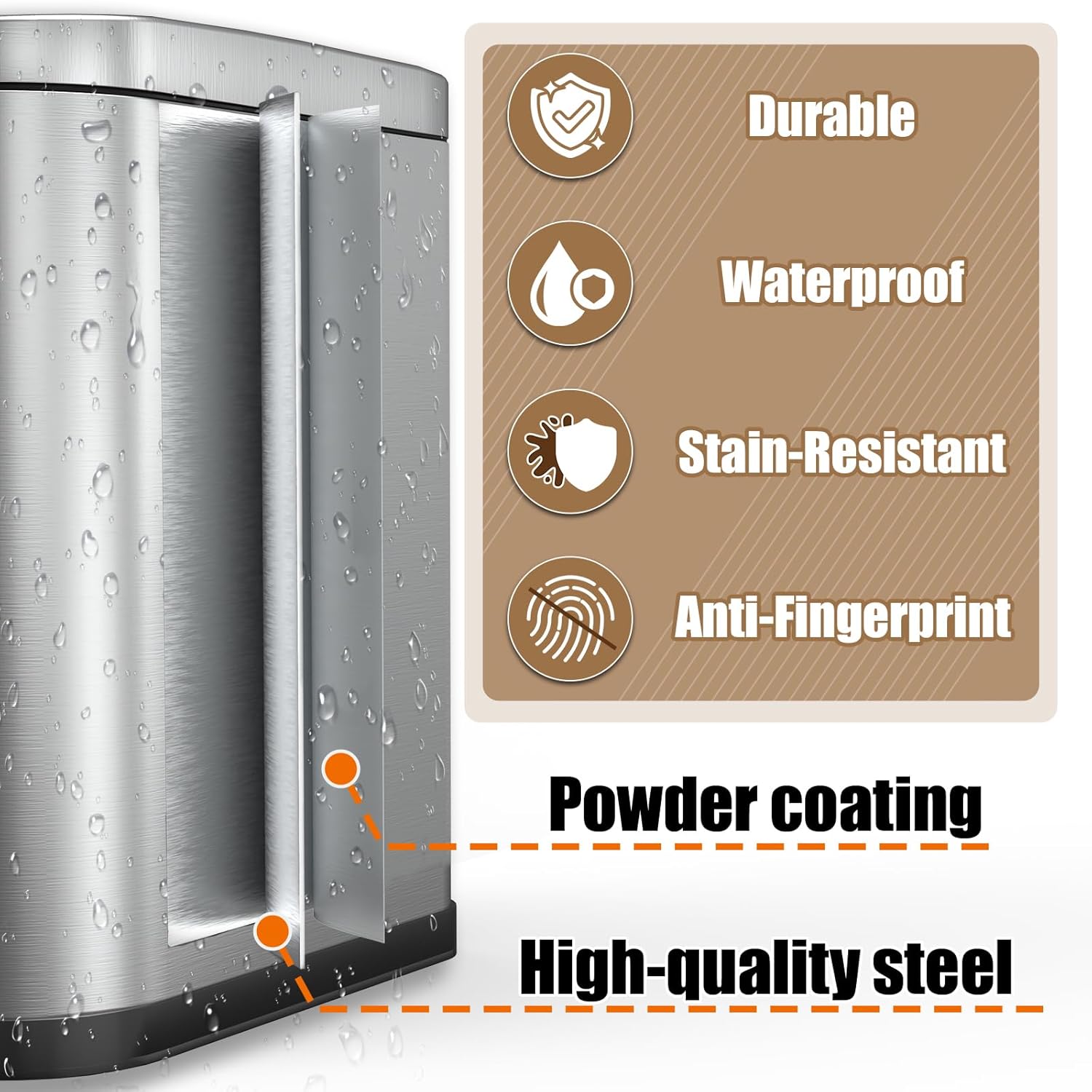 Dog Poop Trash Can Outside with Odor Control Lid & Step Pedal