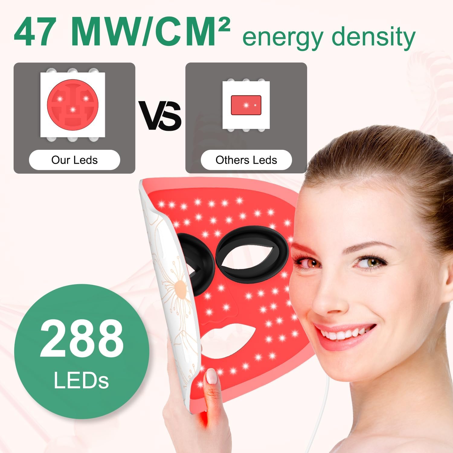 Air Tube Red Light Therapy Face Mask, featuring 7 color LED light