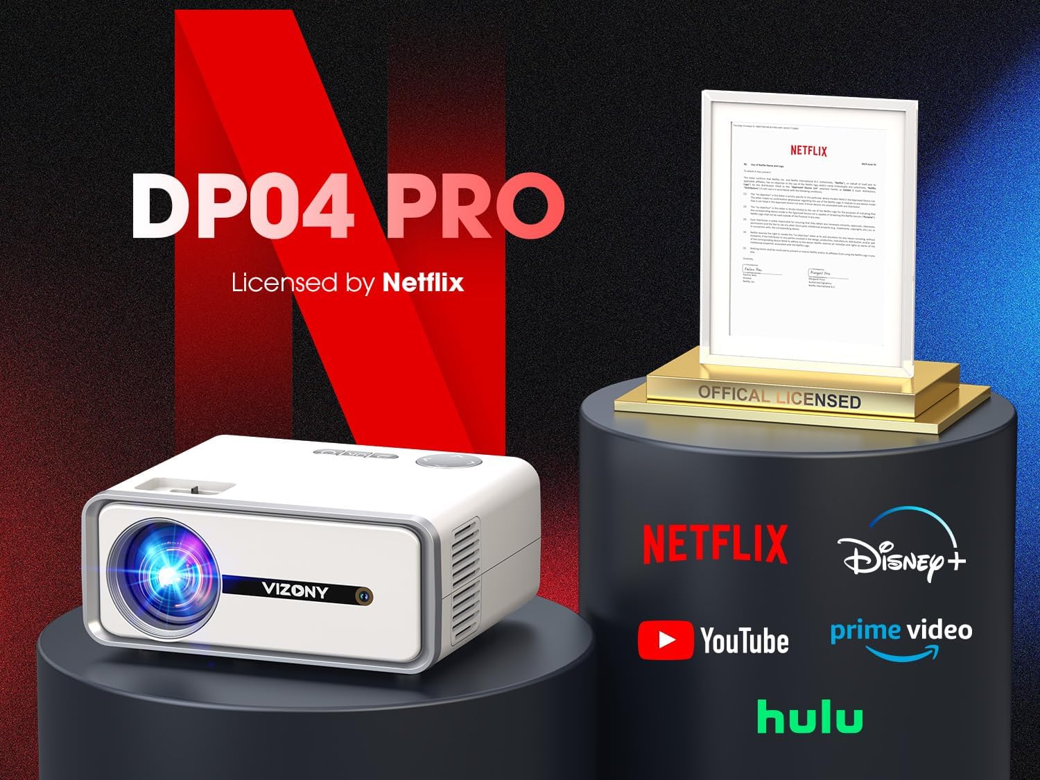 VIZONY Native 1080P Smart Projector. Officially supporting Netflix and Dolby Audio