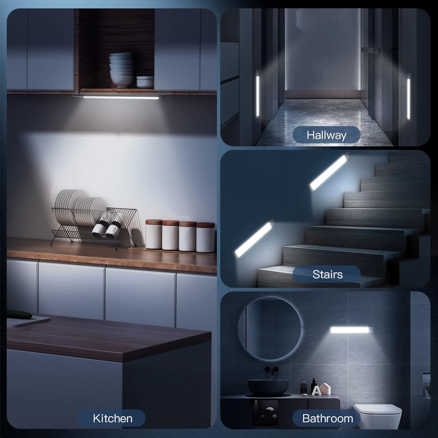 2-pack of 10-inch rechargeable under cabinet lights featuring advanced motion sensors.