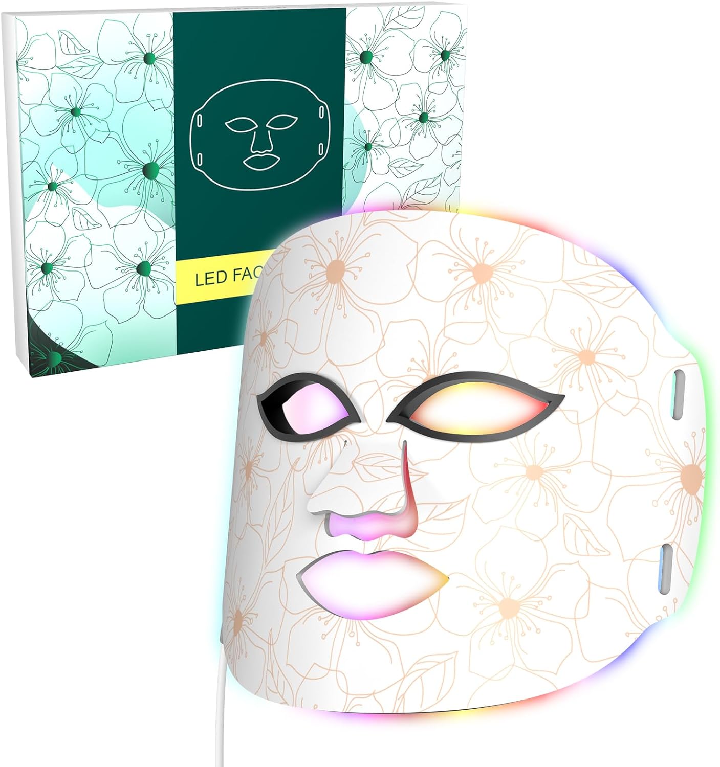 Air Tube Red Light Therapy Face Mask, featuring 7 color LED light